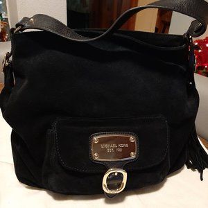Michael Kors black suede leather hobo bag